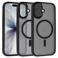   iPhone 17 Fekete Liavec Cloudy tok fém kamerakerettel (Kameravezérlő gomb)