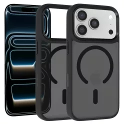   iPhone 17 Pro Fekete Liavec Cloudy tok fém kamera kerettel (Kamera vezérlőgomb)