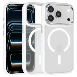   iPhone 17 Pro Max Fehér Liavec Felhős tok fém kamera kerettel (Kamera vezérlőgomb) tok