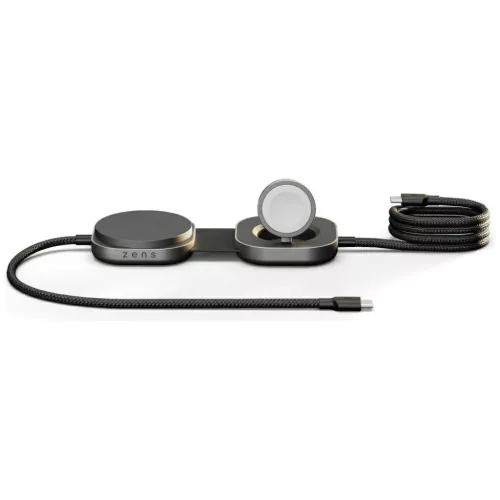 Zens Pro 3 2 az 1-ben vezeték nélküli töltő Apple Watchhoz Qi2 15W USB-C/USB-C fekete