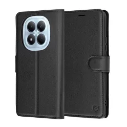   Techsuit - Bőr Fliptok - Xiaomi Redmi Note 15 Pro 4G - Fekete tok