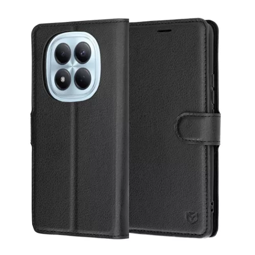 Techsuit - Bőr Fliptok - Xiaomi Redmi Note 15 Pro 4G - Fekete tok