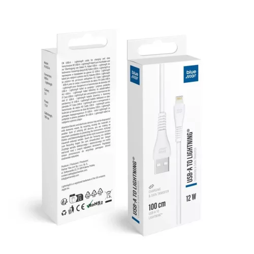 Blue Star fehér Lightning USB kábel 1 m 2A 12W PJ-DG5-A