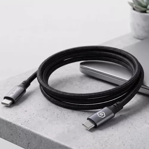 Blavec Cable Zumi fonott - Type C to Type C - PD 60W 3A LCD kijelző 1 méter Apple CarPlay/Android Auto (CZU-CC3B10) fekete