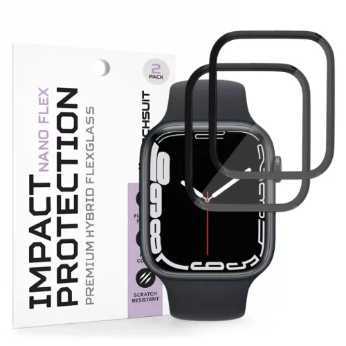 Apple Watch 7 / 8 / 9 41mm Fekete Techsuit - Nano Flex (2 pack) üvegfólia