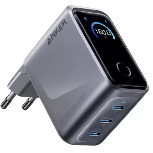 Anker Prime fali töltő, 160W, 5.36A, 3 x USB-C, Szürke A2687341