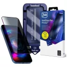 iPhone 17 Pro 3MK HardGlass Max Privacy adatvédelmi üvegfólia applikátorral, fekete üvegfólia