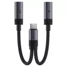 Acefast - Adapter (J14) - USB-C 2x USB-C-re, 60W Gyors Töltés, Hi-Fi Audio, Alumínium Ötvözet, Plug & Play - Fekete