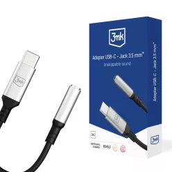   3mk - Audio kábel adapter - USB-C hogy Jack 3.5mm, DAC chip, alumínium - Szürke