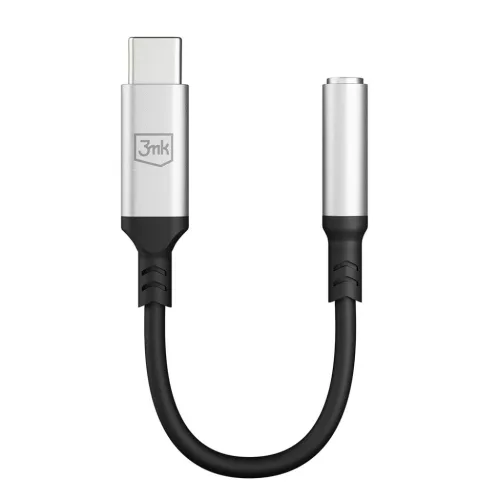 3mk - Audio kábel adapter - USB-C hogy Jack 3.5mm, DAC chip, alumínium - Szürke