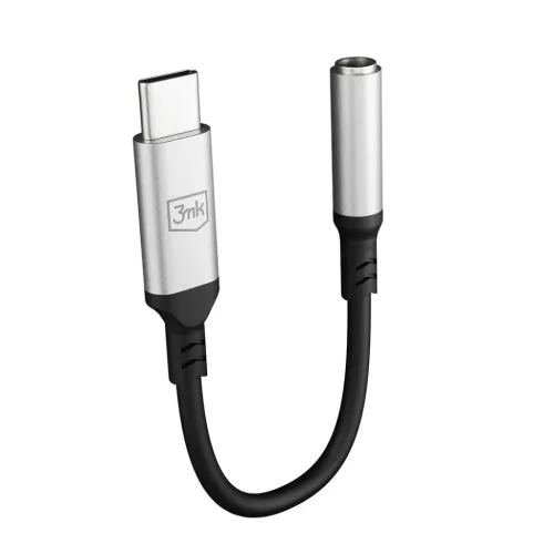 3mk - Audio kábel adapter - USB-C hogy Jack 3.5mm, DAC chip, alumínium - Szürke