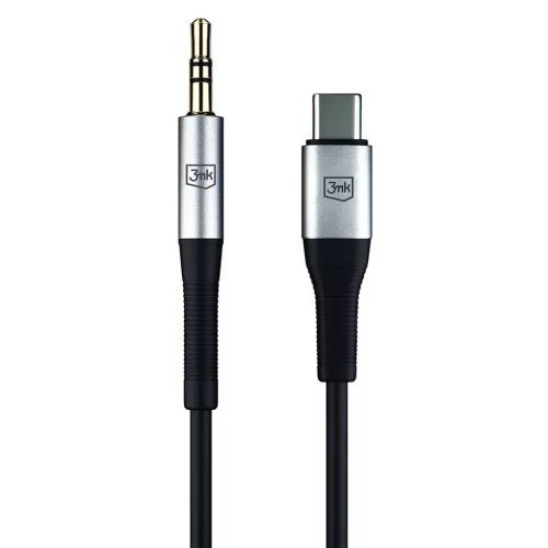 3mk - Audiokábel - USB-C - 3.5mm Jack, DAC Chip, 3,5m - Fekete