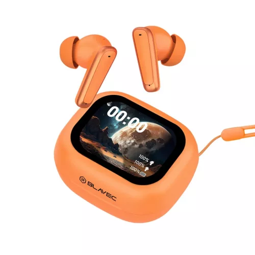 Blavec Bluetooth TWS Fülhallgató BW-07 Live LCD kijelzővel (BW07L-O) narancssárga