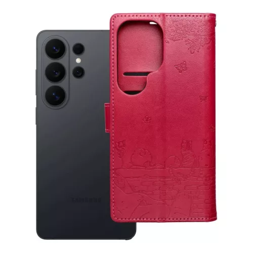 Samsung Galaxy S26 MEZZO könyvtok macskás piros tok