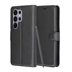 Samsung Galaxy S26 Ultra Fekete Techsuit - Leather Folio tok