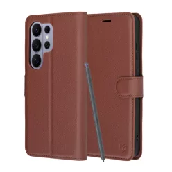 Samsung Galaxy S26 Ultra Barna Techsuit Bőr Fliptok