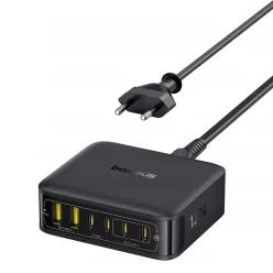   Baseus Fali töltő EnerFill FH21 (E0120T00) - 4x Type-C, 2x USB, 120W, GaN technológia, 1.5m - Fekete