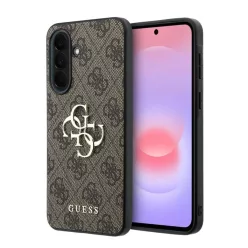   Guess PU 4G Fém Logóval Ellátott Tok Samsung Galaxy A37 Barna Tok