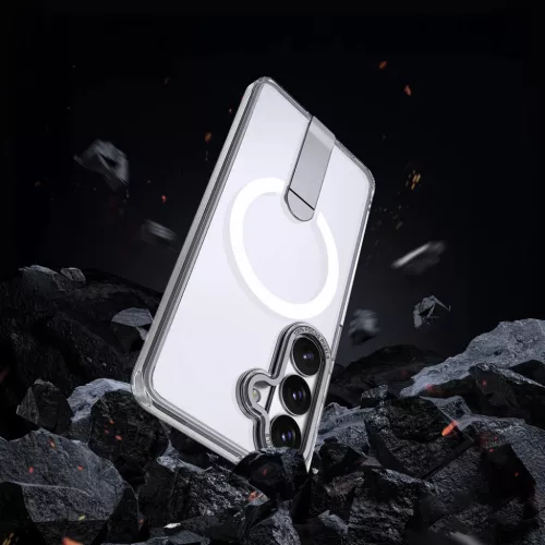 Hybrid Armor X tok Samsung Galaxy A57-hez állvánnyal, MagSafe kompatibilis - Átlátszó