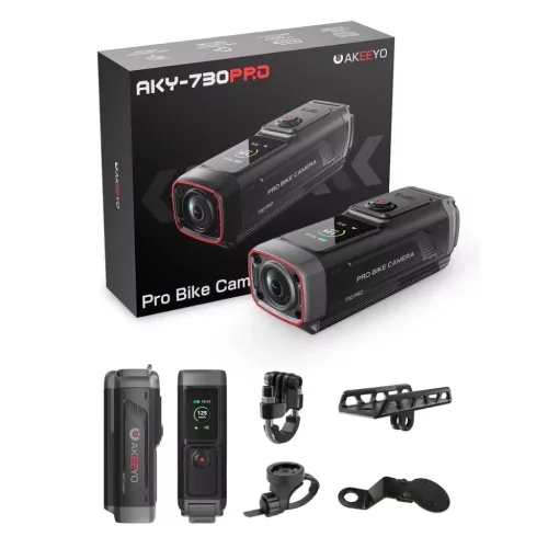 AKEEYO 730Pro 4K Kormányra szerelhető Videófelvevő Sportkamera Biciklikhez és Motorkerékpárokhoz - Fekete