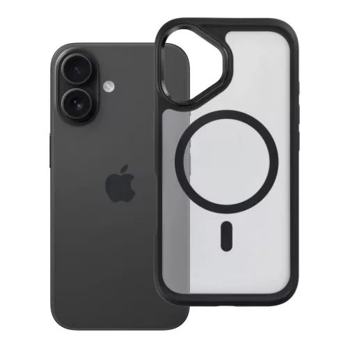 iPhone 16 Forcell F-Protect Smoke Hybrid Premium MagSafe-kompatibilis fekete tok