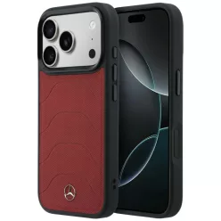   iPhone 17 Pro Mercedes bőrhatású hálómintás Bow Line MagSafe piros tok