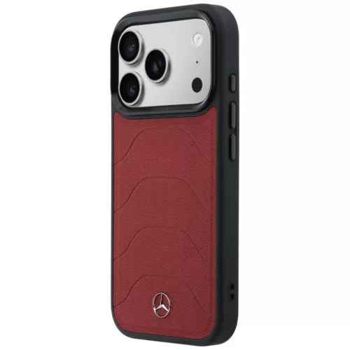 iPhone 17 Pro Mercedes bőrhatású hálómintás Bow Line MagSafe piros tok