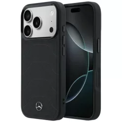   iPhone 17 Pro Max Mercedes bőr hálómintás, Bow Line MagSafe fekete tok