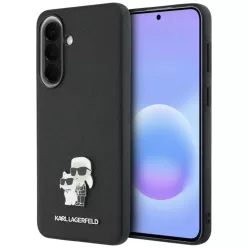   Samsung Galaxy A57 5G Karl Lagerfeld Saffiano Karl & Choupette fém logós fekete tok