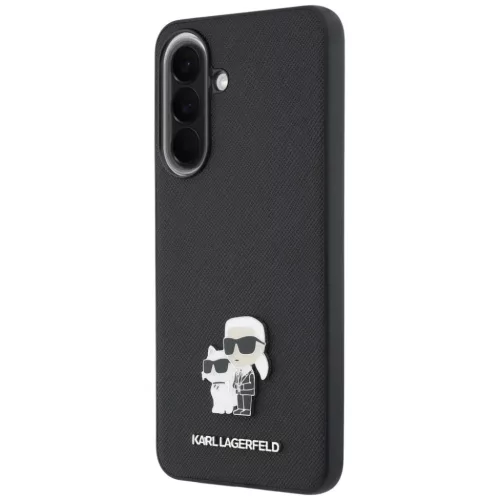 Samsung Galaxy A57 5G Karl Lagerfeld Saffiano Karl & Choupette fém logós fekete tok