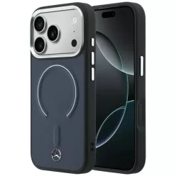 iPhone 17 Pro Mercedes bőr 3D MagSafe tok sötétkék