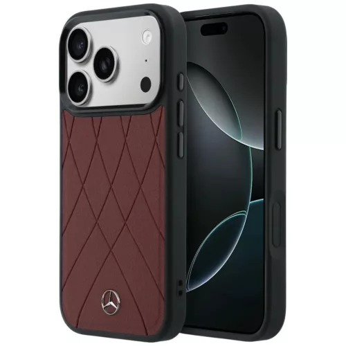 iPhone 17 Pro Max Mercedes bőr keresztvonalas MagSafe piros tok