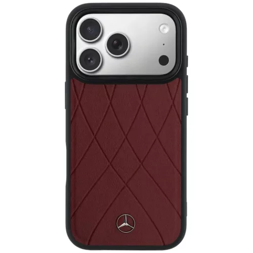 iPhone 17 Pro Max Mercedes bőr keresztvonalas MagSafe piros tok