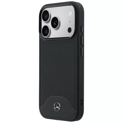 iPhone 17 Pro Max Mercedes Leather Wood Effect and Curve MagSafe fekete tok