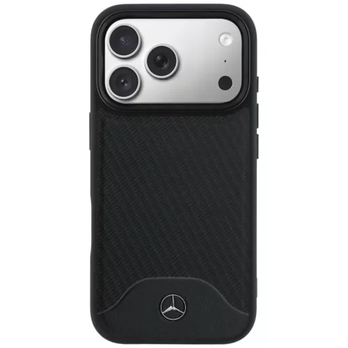 iPhone 17 Pro Max Mercedes Leather Wood Effect and Curve MagSafe fekete tok
