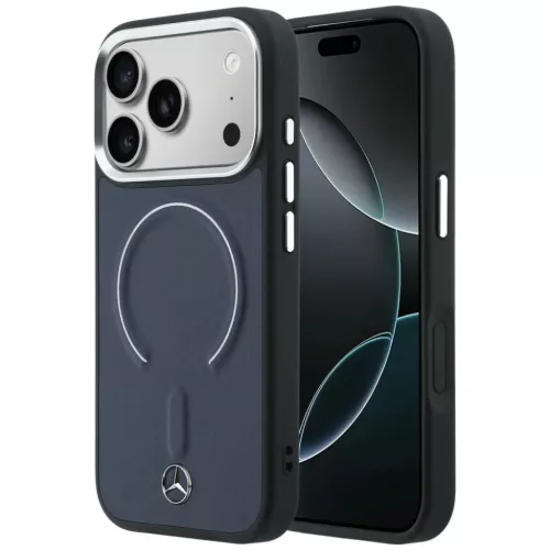 iPhone 17 Pro Max Mercedes bőr 3D MagSafe sötétkék tok