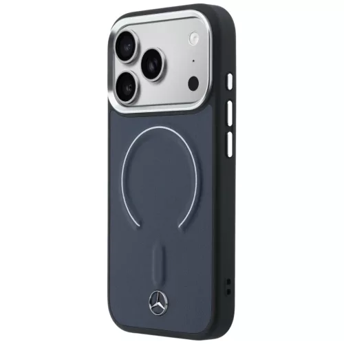 iPhone 17 Pro Max Mercedes bőr 3D MagSafe sötétkék tok