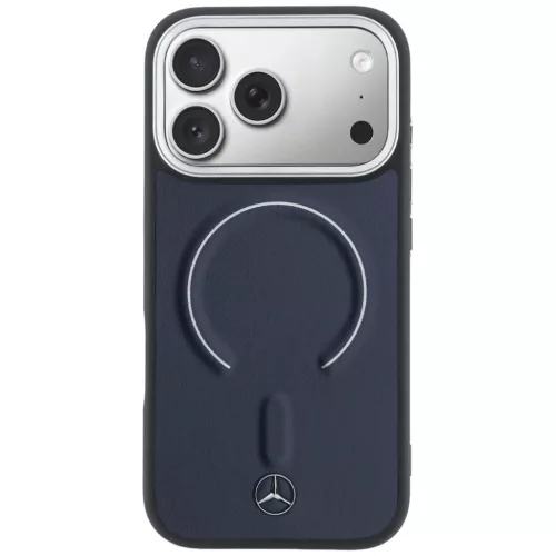 iPhone 17 Pro Max Mercedes bőr 3D MagSafe sötétkék tok