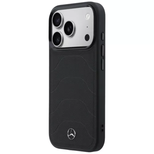 iPhone 17 Pro Mercedes bőrhatású hálómintás Bow Line MagSafe fekete tok