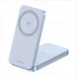  Töltőállomás vezeték nélküli Magsafe UGREEN MagFlow 2in1, 25W, Kék