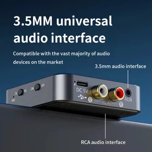 BT200 Bluetooth 5.4 audio adapter 2 fejhallgatóhoz – 2 az 1-ben transmitter és receiver