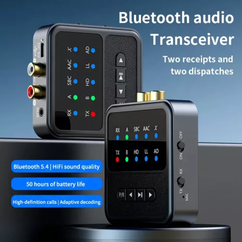 BT200 Bluetooth 5.4 audio adapter 2 fejhallgatóhoz – 2 az 1-ben transmitter és receiver
