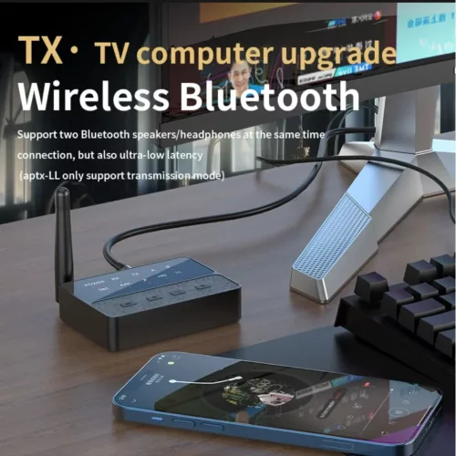D600 alacsony késleltetésű 2 az 1-ben Bluetooth 5.3 AUX adapter vevő és adó párosítással