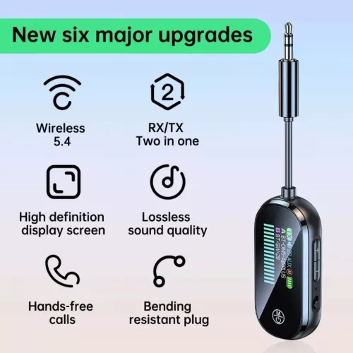 C83Plus Hordozható 2 az 1-ben Bluetooth 5.4 vevő és adó adapter 2 eszköz támogatással