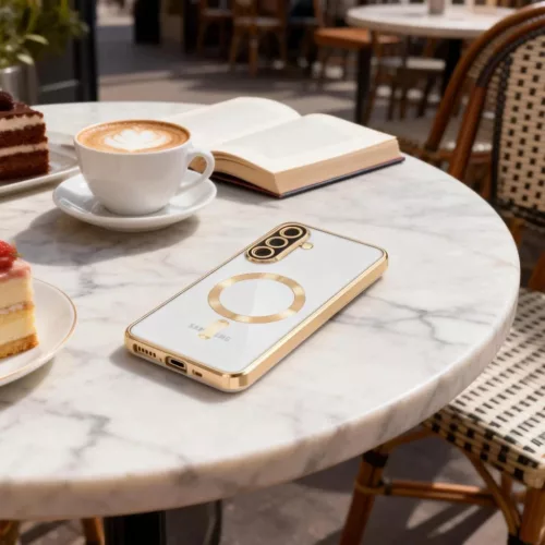 Samsung Galaxy A57 5G Ezüst Techsuit Luxury Crystal MagSafe tok