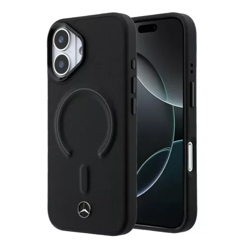 Mercedes PU bőr 3D MagSafe iPhone 17 tok fekete