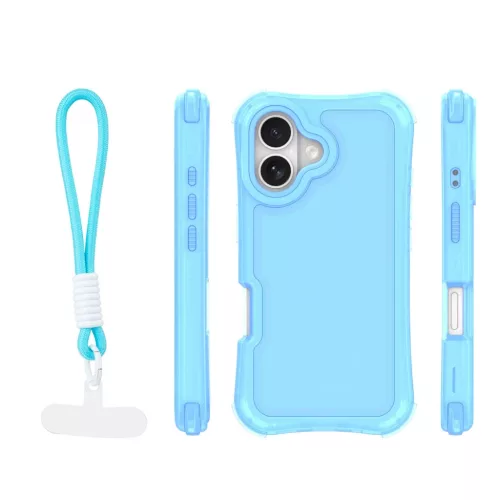 iPhone 16 kék SafePop pántos tok