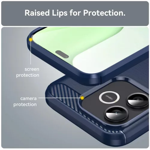 Honor 600 Lite szénszálas, csiszolt mintázatú TPU telefontok (kék) tok