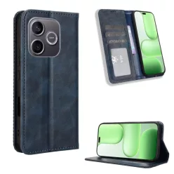   Honor 600 Lite mágneses csatos retro textúrájú PU bőr fliptok kék tok