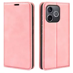   Honor 600 Lite retro mintás mágneszáras bőr fliptok rózsaszín tok